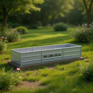 Jardinière en acier galvanisé gris clair 195 x 100 x 45 cm, pot de fleurs de jardin durable, design moderne minimaliste - Product Image 2