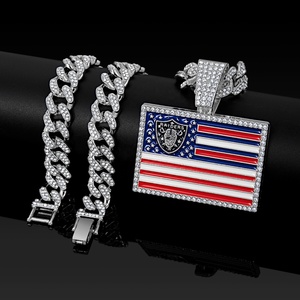 <span class=keywords><strong>Collar</strong></span> con Colgante de Bandera Americana de los Raiders, Chapado en Oro, con Cadena Cubana de Aleación de Zinc y Piedras de Circonio, para Fanáticos de la NFL - Product Image 3