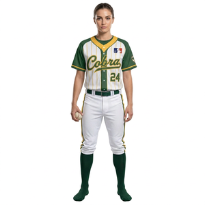Maillot de baseball Cobra pour homme, manches courtes, rayures vertes et blanches, 24, respirant, coupe régulière, toutes saisons, vêtements pour adultes - Product Image 3