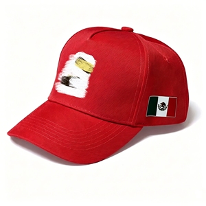 Cappellino da baseball a 5 pannelli in cotone tinta unita con patch bandiera messicana, visiera curva regolabile, cappello sportivo casual patriottico per uomo e donna - Product Image 3