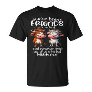 Camiseta Cow Friends, camiseta negra con gráfico divertido para hombres y mujeres, regalo unisex - Product Image 1