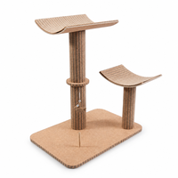 Árbol para Gatos Pequeño de Corcho, Diseño de Doble Poste en Forma de Media Luna con Postes Rascadores Corrugados, 405 x 610 x 690 mm, para Gatos de Interior