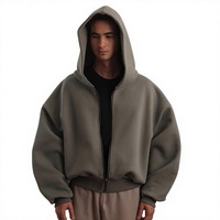 Sweat à capuche zippé Velan en coton molletonné 300 g/m² doublé coupe-vent respirant écologique pour homme coupe oversize automne impression personnalisée