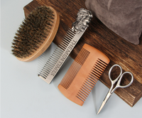 Kit de toilettage de barbe pour hommes avec logo personnalisé professionnel Peignes à cheveux et ensemble de brosses