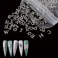 Autocollants et décalcomanies pour ongles en alliage 3D, 26 pièces, lettres de l'alphabet anglais, pour femmes et filles