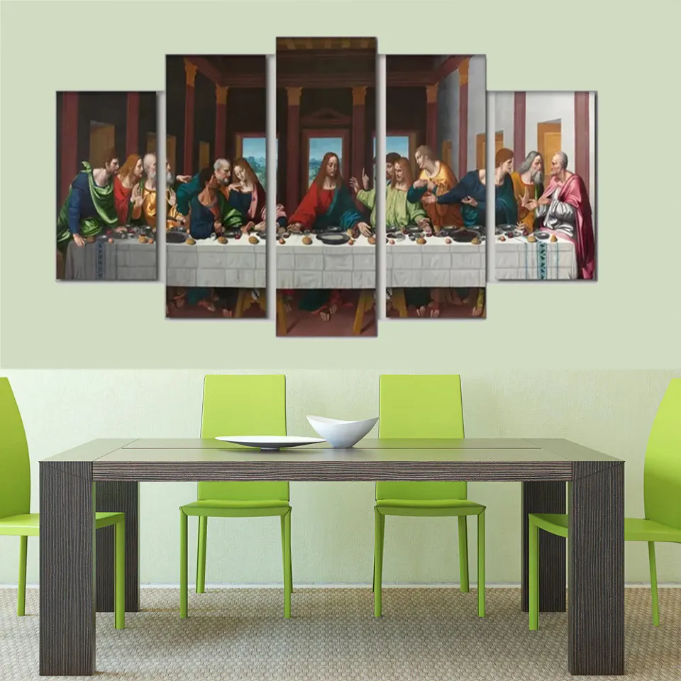 5ピースキャンバス絵画印刷最後の夕食の写真アイドル仏イエスキャンバスにカスタム印刷家の部屋の装飾