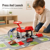 Ensemble de jouets de stationnement DIY avec fonction d'éjection et voiture en alliage pour enfants, boîte cadeau de jeu d'assemblage pour garçons et filles
