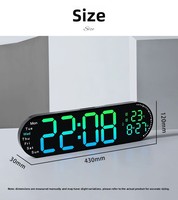 Multifunktionale Nordische Design Ovale Wanduhr Großbildschirm LED Digitalanzeige RGB Farbwechsel Thermometer Wecker ABS