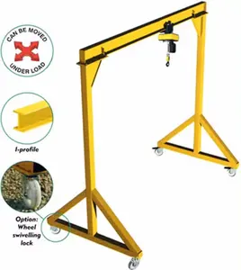 Vendita calda 3 Ton di altezza regolabile piccolo portatile Mini gru a cavalletto a ruota elettrica con paranco elettrico semplice gru a cavalletto manuale