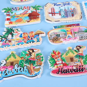 Aimants de réfrigérateur en résine écologiques transfrontaliers de style Art Déco, couleur personnalisée, souvenir touristique décoratif, thème Hawaï américain - Product Image 3