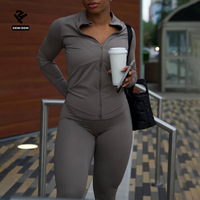 Ensemble deux pièces F5008 pour femmes, fabricants de vêtements, ensembles d'entraînement personnalisés pour femmes, haut de yoga zippé et legging, ensembles de fitness pour la salle de sport