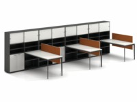 LIWEI Ensemble de bureaux modulaires modernes en panneaux de bois pour 6 personnes, durable, écologique et écoresponsable