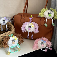 Lockige Plüsch-Puppen-Taschenanhänger, Niedlicher Plüsch-Schlüsselanhänger mit Schleife, Glitzer Y2K Rucksack-Accessoire, Cartoon-Ornament, Tägliches Kleines Geschenk für Mädchen