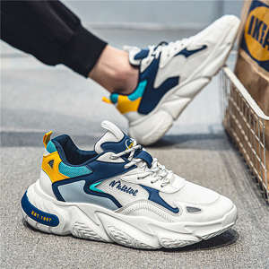 Chaussures de course à plateforme rembourrées pour hommes, respirantes, en maille, à lacets, antidérapantes, semelle souple, confortables, style skate, tendance de la mode - Product Image 5