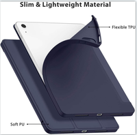 Étui pour tablette en cuir TPU à trois volets avec support pour stylet, compatible avec la fonction veille/réveil automatique pour iPad Air 6 et iPad Pro 2024 11/13 pouces.