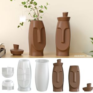 Geometrische gezichtsvaas siliconen mal DIY opbergpot aromatherapie hars gips ornament mal voor huisdecoratie en taartgereedschap - Product Image 2