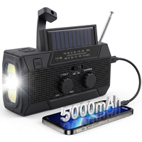 5000mAh Notfall-Wetterradio mit Solar- und Handkurbel-Ladefunktion, USB-C Powerbank mit SOS-Alarm für Katastrophenschutz