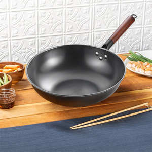 Grand Wok <span class=keywords><strong>Chinois</strong></span> Traditionnel Technologie de Nitruration 30cm Wok en Acier <span class=keywords><strong>au</strong></span> Carbone - Product Image 1