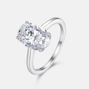 925 argent sterling rhodium Solitaire 4.5CT ovale D VVS Moissanite Style européen et américain diamant élégant bague de mode - Product Image 2
