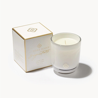Boîte en verre pour bougie en papier blanc uni de luxe personnalisée, emballage noir pliable à plat, emballage de dessin animé blanc, bougies