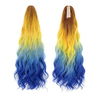 Cheveux synthétiques longs à ondulations aquatiques colorées, dégradé de couleurs, pour queue de cheval haute