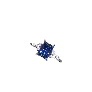 Silver 925 Original 1 Carat Radiant Cut Blue Moissanite <strong>Ring</strong> Real Gemstone Jewelry for <strong>Teen</strong> Girls - Product Image 1