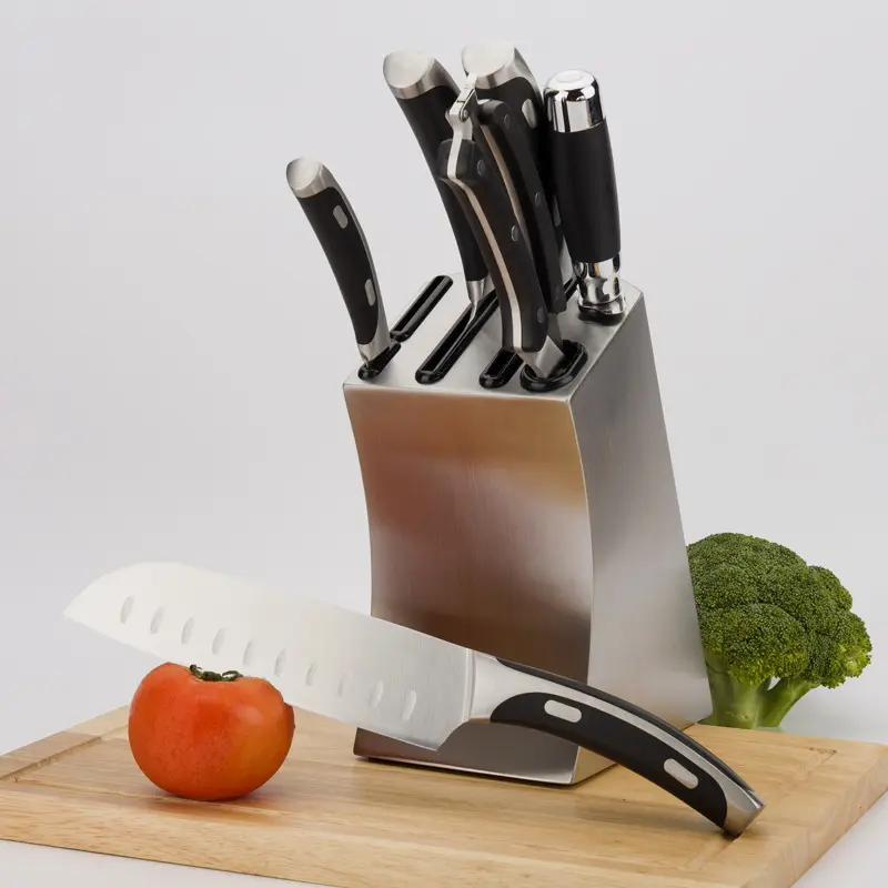 7 Pieces Kitchen Knife Block Set High Carbon Stainless Steel Knife Set Dishwasher Safe Kitchen Knives