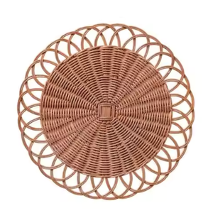 Haute qualité à la main en osier naturel rotin armure décoration fleur plaque motif napperon vente en gros maison ornement fait - Product Image 3