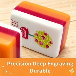 Precision Deep Engraved Durable <b>Mahjong</b> Tiles Classic Style Plastic <b>Set</b> for 4 Players - Product Image 5