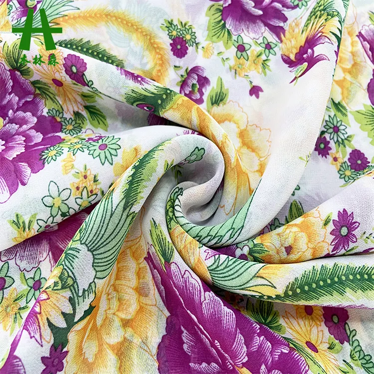 Mulin sen Textile New Design Gewebtes bedrucktes 100% Polyester Leichtes und dünnes 75D Krepp-Chiffon-Gewebe für Damen Sommerkleid