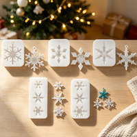 Nouveau moule en silicone flocon de neige de Noël pour bougie parfumée, diffuseur d'arômes DIY, décoration en plâtre, gâteau cylindrique, compatible four - Vente transfrontalière