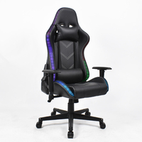 Silla de PC ergonómica de cuero PU negra suave carreras personalizada Silla de juego RGB con luz LED