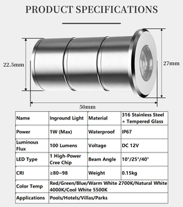 Factory Price HK Factory INGROUND-25 Buried Led Landscape <b>Light</b> Power 1W Cree Chip CRI 90 Pools Hotels Low MOQ Customization - Product Image 2
