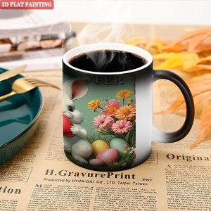 Magic <b>Mug</b> Frosted Black 11oz Ceramic Heat Sensitive Tea Cup <b>Easter</b> Bunny Design - Product Image 5