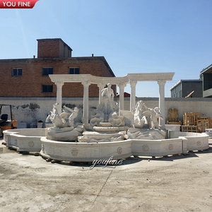 YOUFINE Fuente de <span class=keywords><strong>Trevi</strong></span> de mármol blanco tallada a mano de gran tamaño, con diseño de Dios del Mar de la mitología, para punto central de referencia en una mansión - Product Image 5