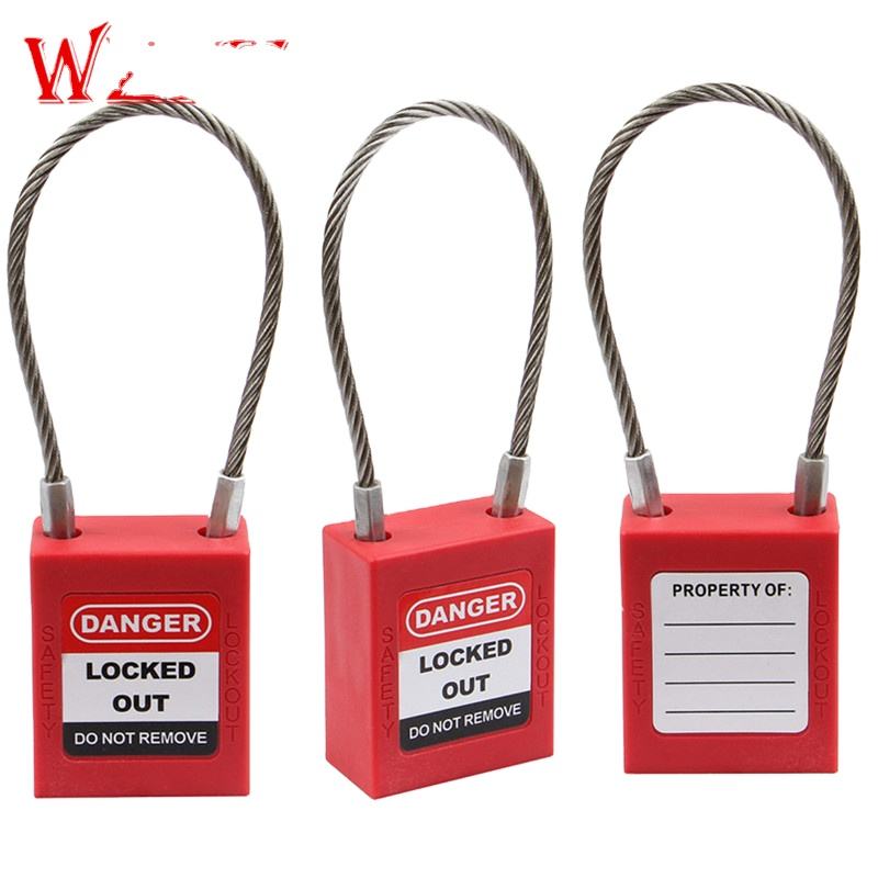 Nt-pc175 Top Security Key Unlock Locks Long Cable Shackle With Color Padlock For Safety Lockout