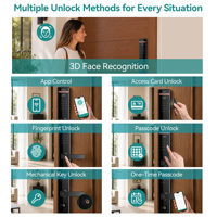Cerradura Inteligente con Huella Dactilar para Puerta de Aluminio/Madera SJJ, Teclado Táctil con App Tuya, Código para Tarjeta RFID, Entrada sin Llave, Hotel en la Nube