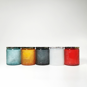 Candeliere in Vetro Cilindrico Colorato Viola e Rosa da 100ml, Vuoto, con Texture Goffrata e Finitura Lucida, per Decorazioni Natalizie e Domestiche, con Tappo in Gomma - Product Image 4