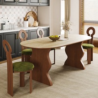 Ensemble Table à Manger Familiale Rétro Luxe Européen en Bois Massif
