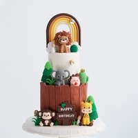 Décorations de gâteau en plastique pour anniversaire, 3D Lion Girafe Éléphant Singe Arc-en-ciel, accessoires pour gâteau