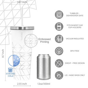 Vasos de acero inoxidable de doble pared sin BPA personalizados al por mayor, tazas Premium para bebidas calientes y frías - Product Image 2