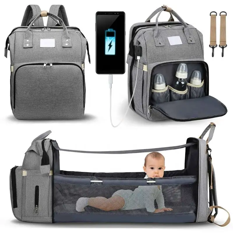 Özelleştirilebilir yumuşak katlanır su geçirmez annelik sırt çantası katlanabilir bebek Nappy çanta anne arabası bezi depolama için bassfor ile