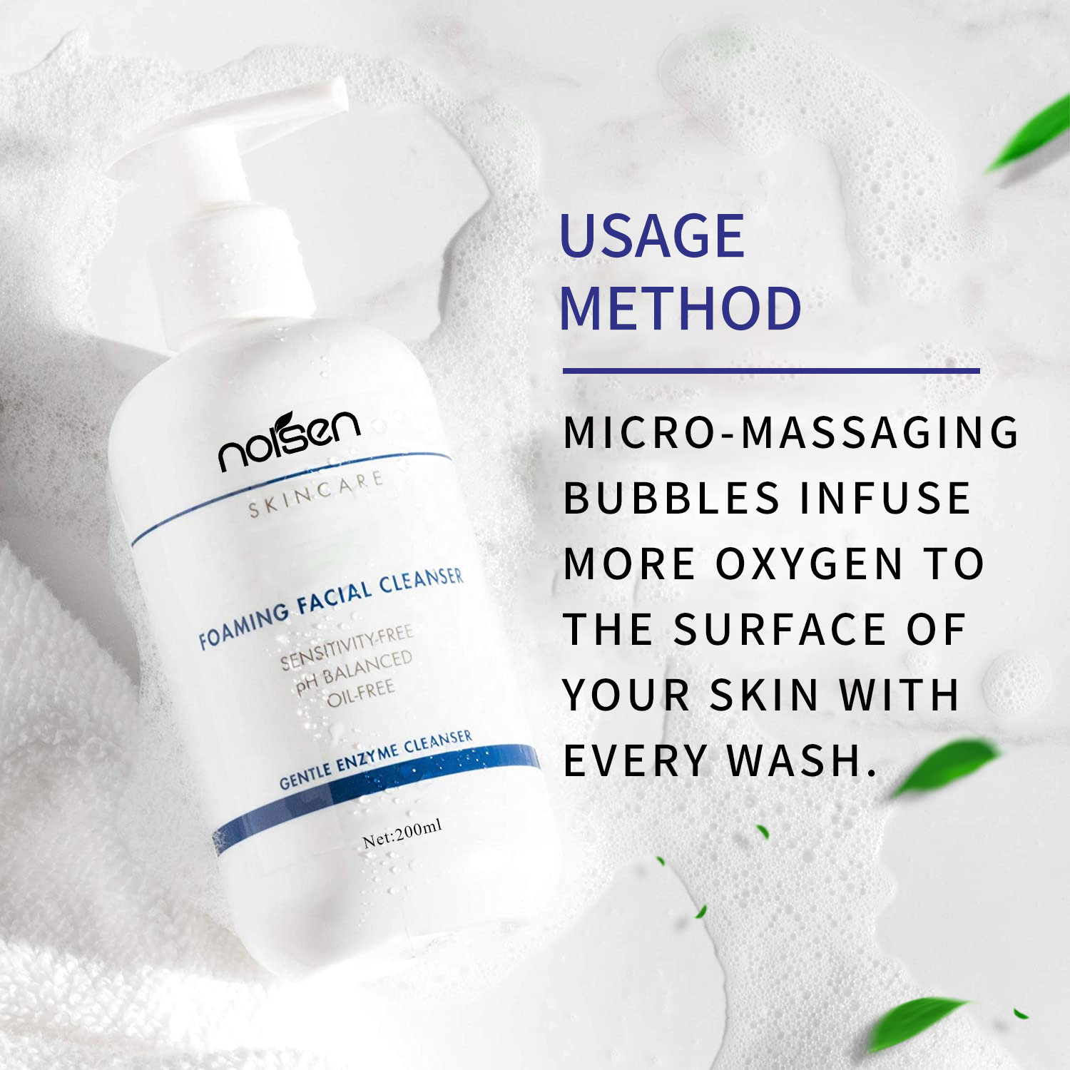 private label  Face Care Deep Cleansing Black Head Remover Massage Foaming Facial Cleanser For All Skin