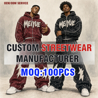 Fabricant OEM ODM de streetwear sur mesure, sweat à capuche brodé avec appliques, ensemble jogging orné de strass pour les marques d'influenceurs de la mode