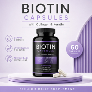 Complément alimentaire à base de biotine, antioxydant, pour la croissance des cheveux et le soin des ongles/peau, capsules avec soutien immunitaire pour adultes - Product Image 4