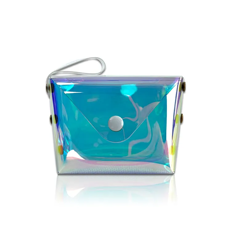 Оптовая продажа, стильный симпатичный водонепроницаемый голографический ПВХ-мешок для монет, прозрачный мини-кошелек для девочек