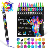 Ensemble de marqueurs acryliques bicolores à double pointe pour étudiants, idéal pour l'art, le graffiti, la peinture, le bricolage et la personnalisation de chaussures, superposables