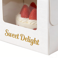 Boîte à gâteau bento transparente de 6, 8, 10, 12, 14 pouces de haut avec fenêtres sur le dessus et les côtés, boîte à gâteau alimentaire en papier kraft de luxe