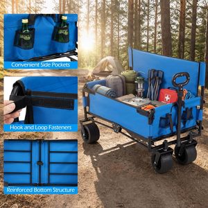 3-in-1 Wide All-Terrain Wheels <strong>Folding</strong> Wagon Beach <strong>Cart</strong> Collapsible Utility Wagon Heavy Duty Garden Camping <strong>Cart</strong> - Product Image 3