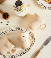 Vente en gros de tasses en céramique personnalisées à visage souriant mignon tasses à thé en grès tasses à lait petit déjeuner avec logo décalcomanies